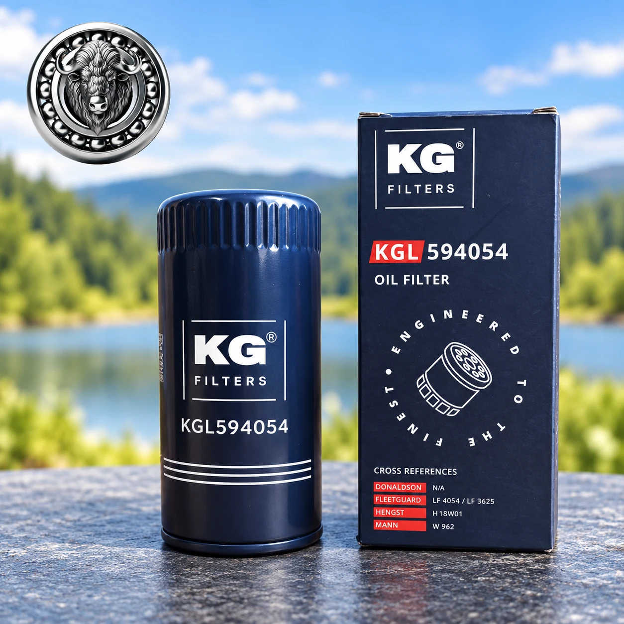 Масляный фильтр KG KGL594054 и его упаковка.: KGL594054