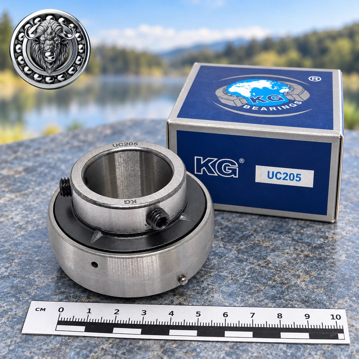 Подшипник-вставка UC205 KG и его фирменная упаковка.: Подшипник-вставка UC205 KG