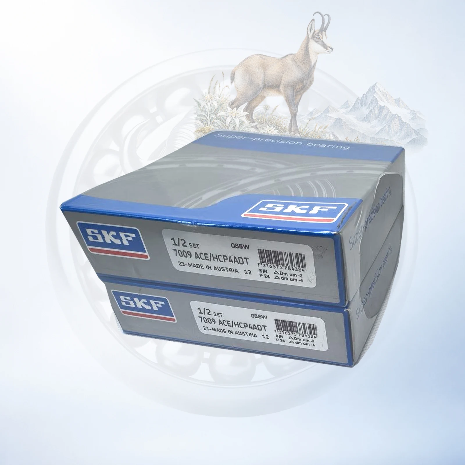 SKF 7009 ACE/HCP4ADT — обработанное каталожное изображение по фото владельца: Комплект дуплексных прецизионных подшипников SKF 7009 ACE/HCP4ADT (2 шт)